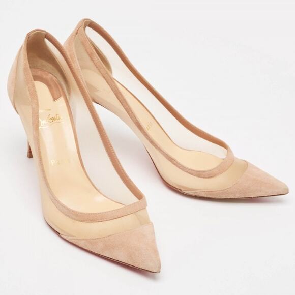 Beige Mesh & Suede Paulina Pumps – Christian Louboutin Made in Italy Size 41½ - Picture 4 of 6